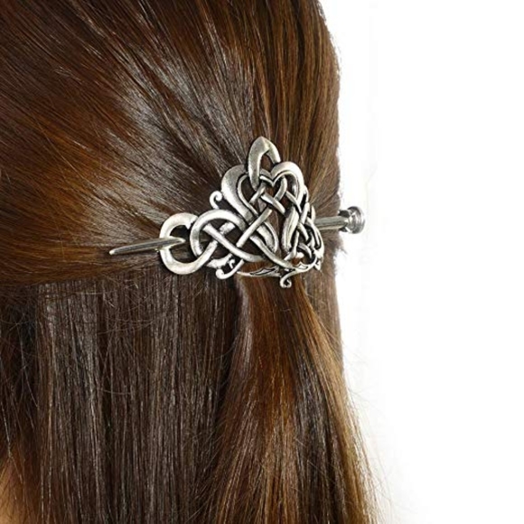 Silver Celtic Knot Hair Pin Slide Hair Accessory - Picture 3 of 6
